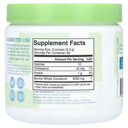 WonderCow Colostrum Powder – Matcha | 60 Servings - Calm Era