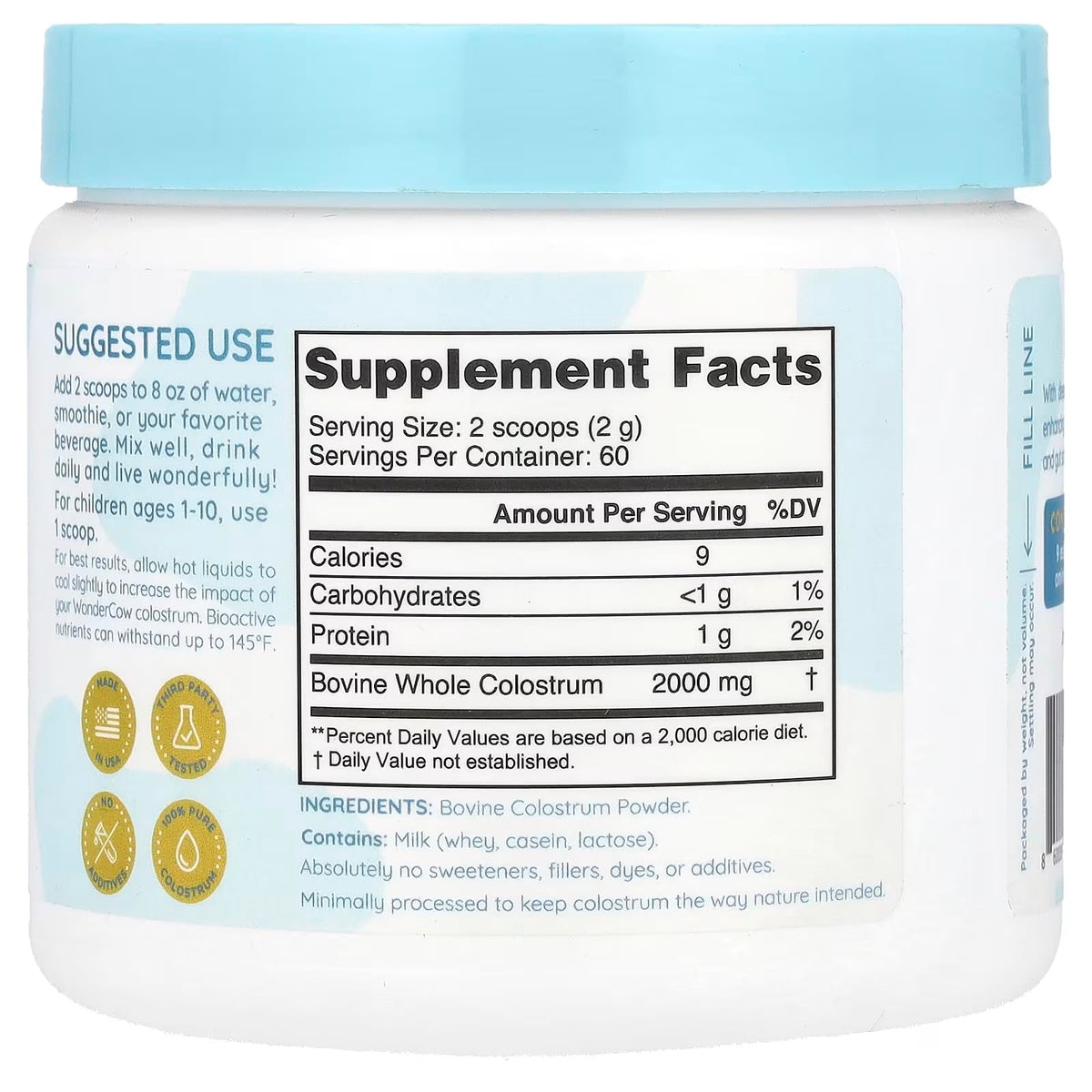 WonderCow Colostrum Powder – Unflavored | 60 Servings - Calm Era