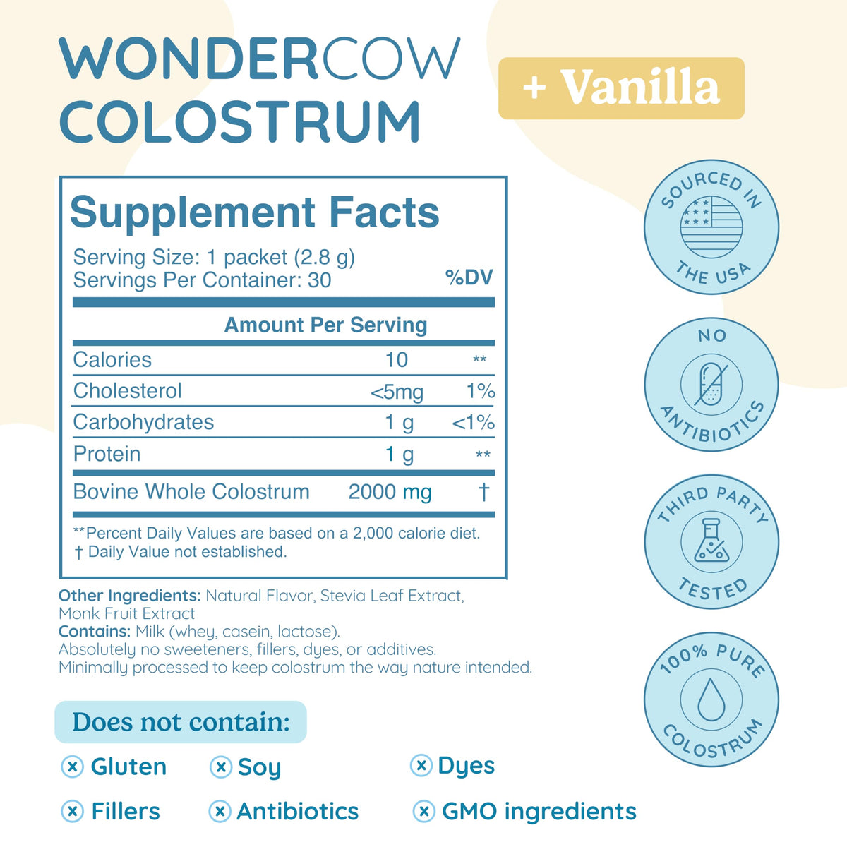 WonderCow Colostrum Powder – Vanilla | 30 Servings - Calm Era