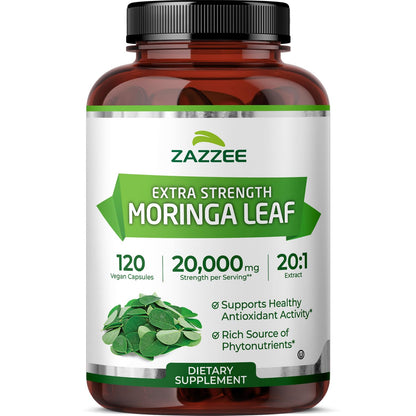 Zazzee Moringa Orgánico Extracto 20:1 20.000mg | 120 Cápsulas Veganas