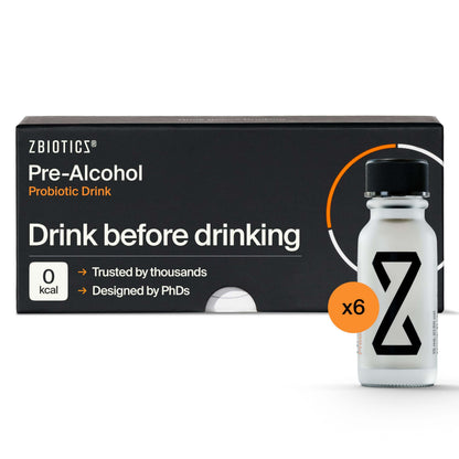Bebida Probiótica Pre-Alcohol ZBiotics | Paquete de 6 | Siéntete mejor después de beber
