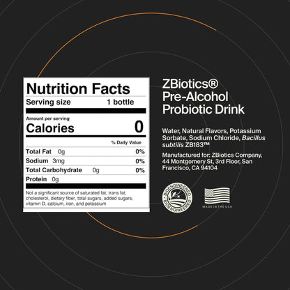 Bebida Probiótica Pre-Alcohol ZBiotics | Paquete de 6 | Siéntete mejor después de beber
