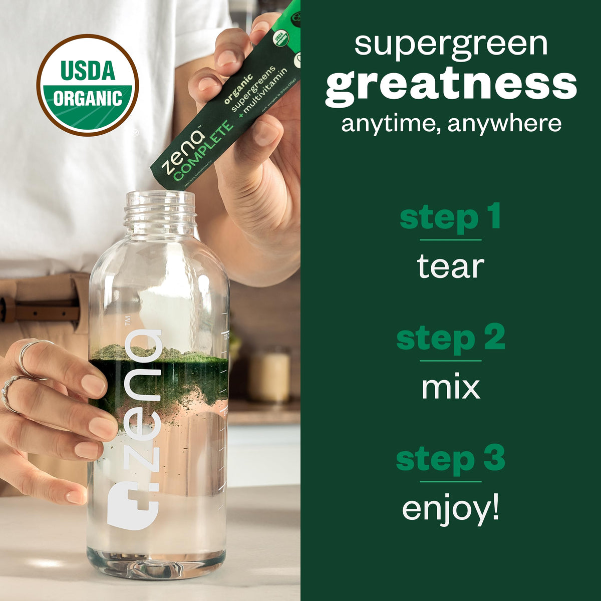 Zena Nutrition Complete Organic Super Greens & Multivitamin – Watermelon Citrus | 30 Packets - Calm Era