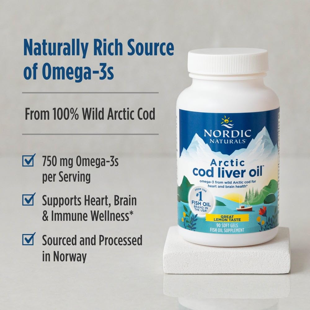 Nordic Naturals Arctic Cod Liver Oil Lemon – 90 Softgels | 750mg Omega-3