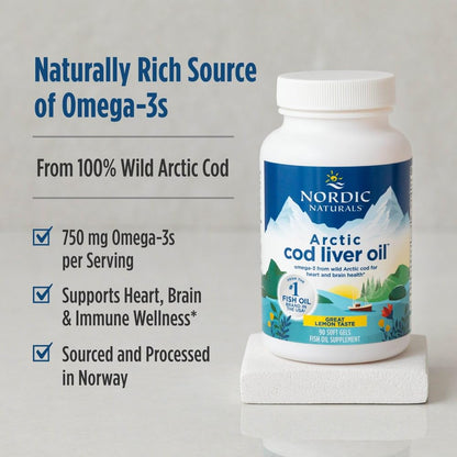Nordic Naturals Arctic Cod Liver Oil Lemon – 90 Softgels | 750mg Omega-3